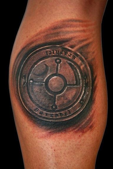 Marco Ventura - Black and Grey 3D Pendant Symbol on Back of Calf